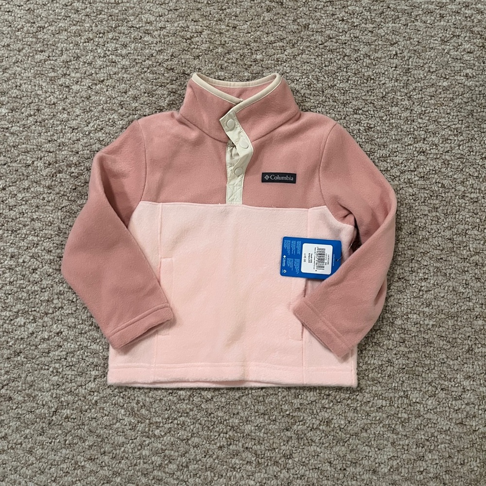 Columbia - Girls- XXS (4-5) Blush and Cream Fleece Pullover